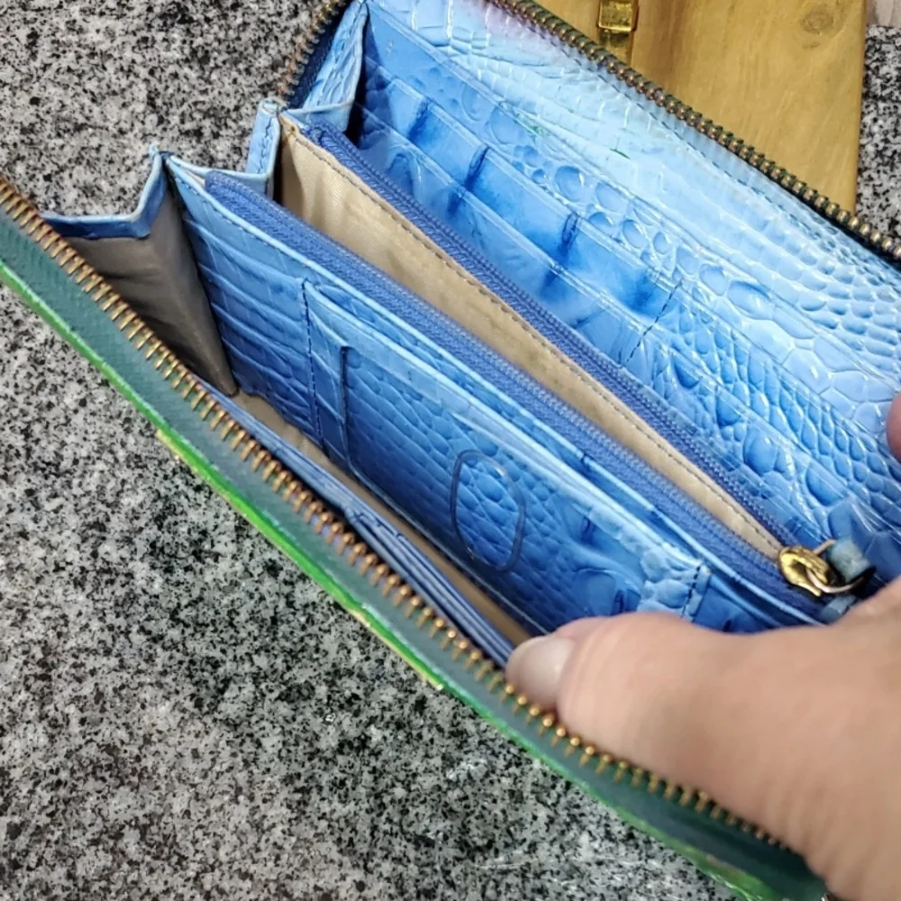 Brahmin Artist DYED Electric Lime Green Wallet